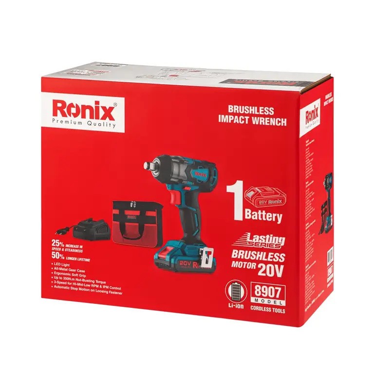 بکس شارژی مدل 8907 رونیکس 12 اینچ براشلس 20 ولت لیتیوم RONIX